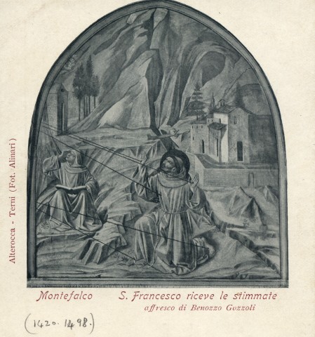Alinari, Fratelli — Montefalco. S. Francesco riceve le stimmate. Affresco di Benozzo Gozzoli — insieme